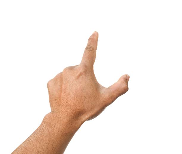 istock Men's hands making gestures like  I'm pointing at something.  or touch the phone screen  Isolated on white background. 2236912888