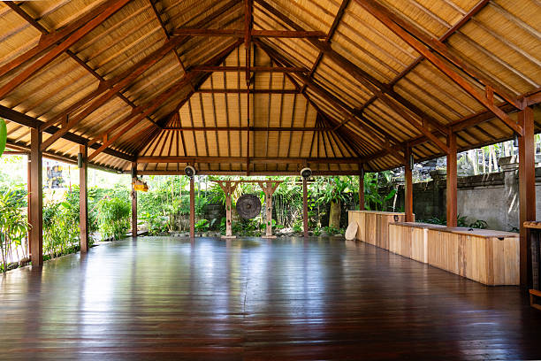 istock Empty yoga studio pavillion in tropical Bali resort 2236914630