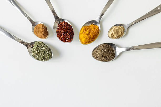 istock Spoons filled with spices on white 2236919315