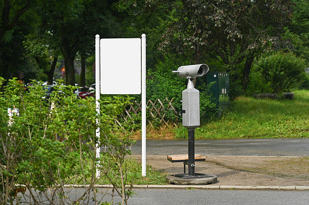 istock Outdoor binocular telescope standing near information board, 2236923790