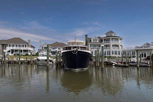 boats docked at a small harbor in Ocean City, Maryland