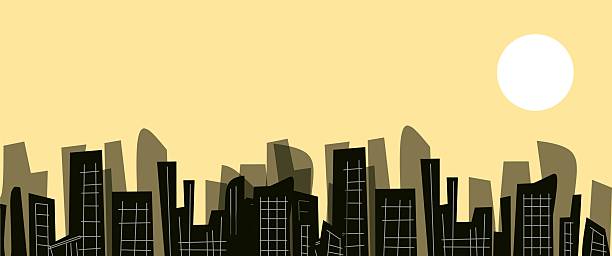 istock Silhouette of buildings cityscape on yellow sky.eps 2236925581