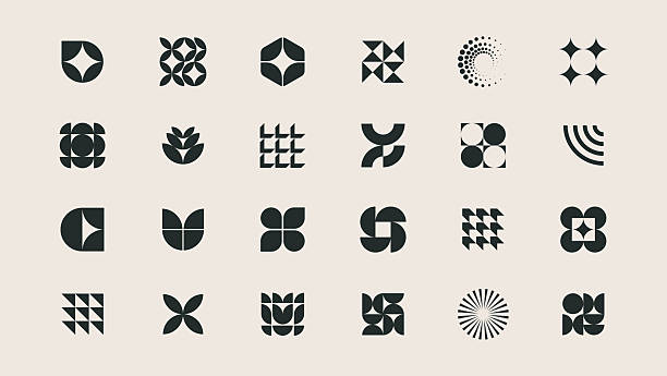 Vector set of minimalism geometric Bauhaus style symbol design elements.