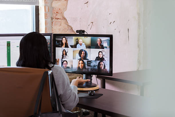 istock Multiracial Group Video Conference Meeting, Teamwork, Online 2236926424