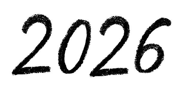 istock Hand drawn happy New Year doodle 2026 numbers Single element for calendar, card, banner, flyer, web, poster, design, decor 2236929181
