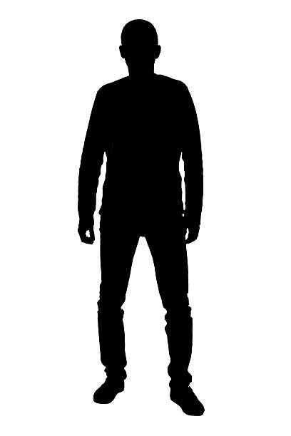 istock silhouette of front view of standing man on whte background 2236929207