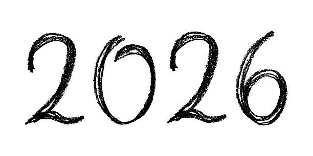 istock Hand drawn happy New Year doodle 2026 numbers Single element for calendar, card, banner, flyer, web, poster, design, decor 2236929216