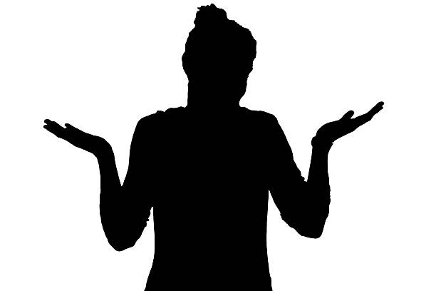 istock silhouette of a woman with doubt or confused expression on white background 2236929399