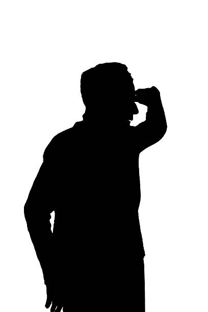 istock silhouette of a  senior woman with hand in front looking away on white background 2236929506