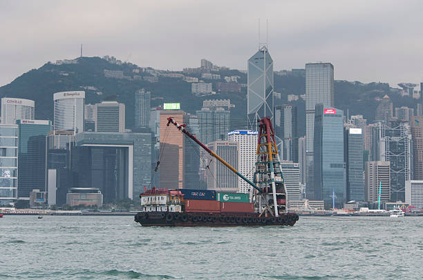 Low visibility on Victoria Harbour in Hong Kong.
