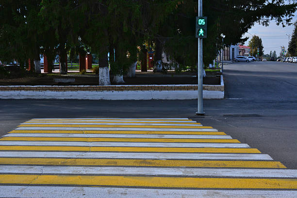 istock Crosswalk at a Road Intersection with Pedestrian Signal 2236935504