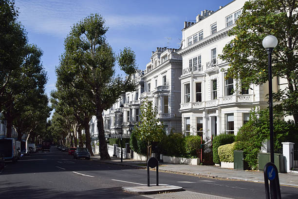 London, UK - September 23 2025: houses in Holland Park street, daytime view.