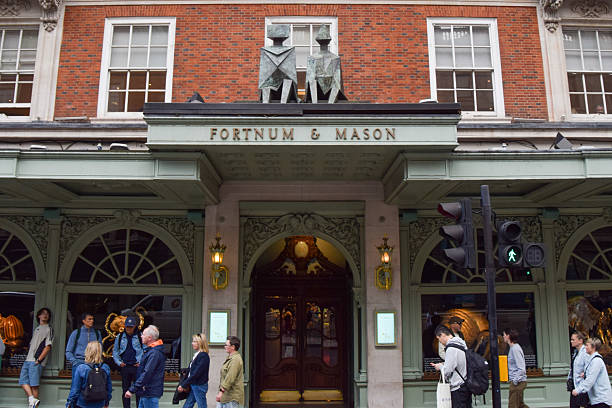 London, UK - September 12 2025: people walk past Fortnum and Mason flagship store in Piccadilly