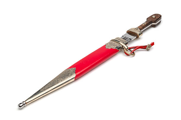 Ornate antique  dagger in sheath  isolated on white background