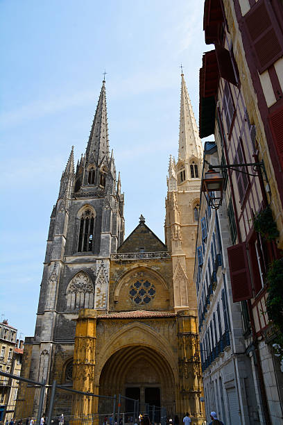 View of the facade of Bayonne Cathedral.