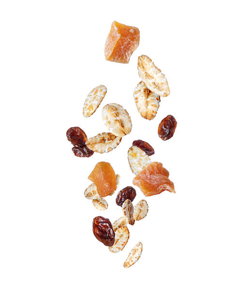 istock Oat flakes with raisins isolated on a white background 2236974319