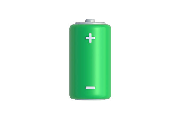 Alcaline battery isolated on white background. Energy accumulator. Side view. 3d render