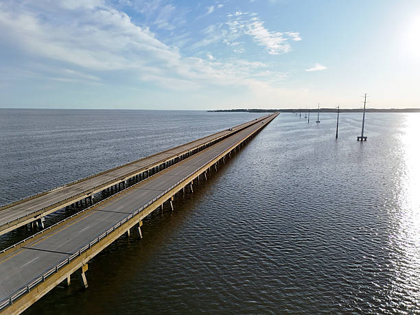istock Long Wright Memorial Bridge Extends Into Calm Sea Under Clear Sky, A Serene Coastal Scene 2236986768