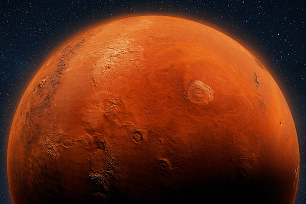 istock Detailed view of Mars with visible craters and geological formations, floating in dark outer space, perfect for astronomy, planets, and space discovery themes. 2236987348