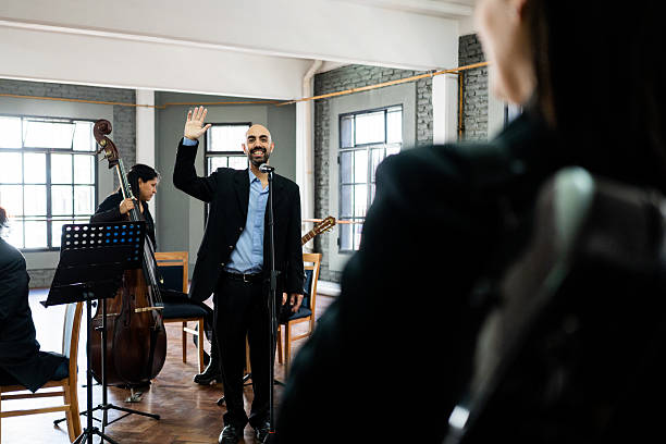 Trumpets in the hands of musicians in the orchestra