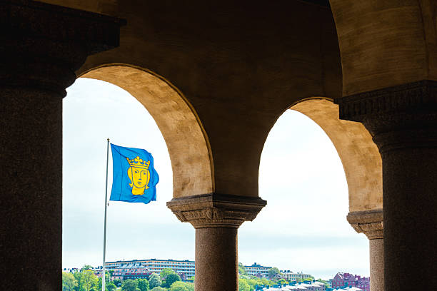 Flag of Georgia and Adjara against the background of blue sky. Taken with medium format camera.