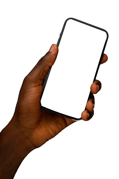 istock Male hand holding smartphone with blank screen angled view 2237003419