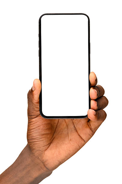 istock Male hand holding smartphone with blank screen isolated 2237003527