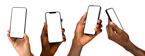 istock Hands holding smartphones with blank screens 2237004956