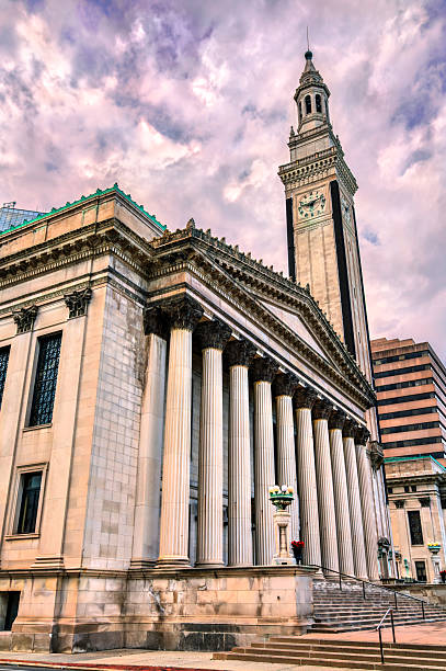 Symphony Hall and Campanile tower of Municipal Group Buildings in Springfield, Massachusetts, United States