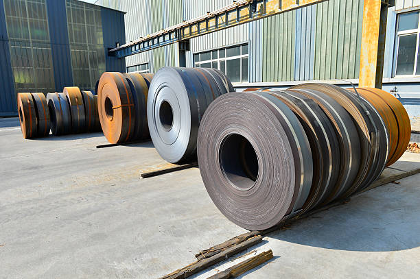 istock Hot rolled strip steel in the warehouse 2237008064