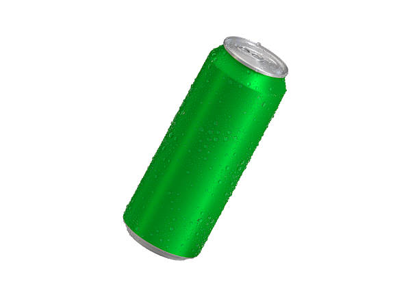 istock Green Aluminum soda can with water drops isolated on white background 2237010932