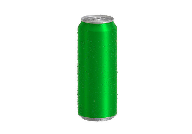istock Green Aluminum soda can with water drops isolated on white background 2237010935