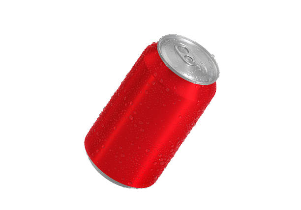 istock Red Aluminum soda can with water drops isolated on white background 2237010936