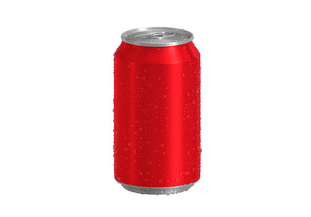 istock Red Aluminum soda can with water drops isolated on white background 2237010945