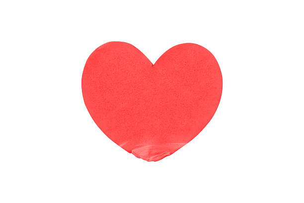 red heart shape sticker isolated on white background