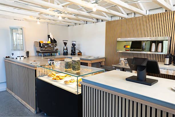 istock Empty Cannabis Lounge and Cafe With Clean Display Case, Marijuana, and Baked Goods 2237015839