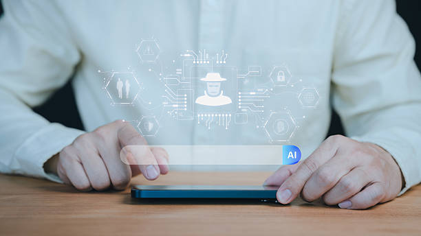 istock Person uses a smartphone with an AI powered interface displaying cybersecurity threats and hacker icons, highlighting risks in artificial intelligence technology. 2237016920