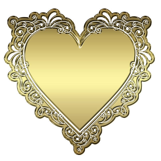 istock Heart-shaped, Classic Victorian Gold Ornamental Border, Elegant Baroque Style Golden Frame 2237019891