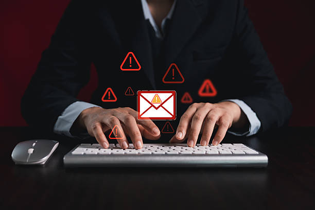 istock Concept of email security inbox alert, notification icon, warning spam, junk mail, virus compromise information, highlighting of protection in internet communication, modern email technology. 2237025115