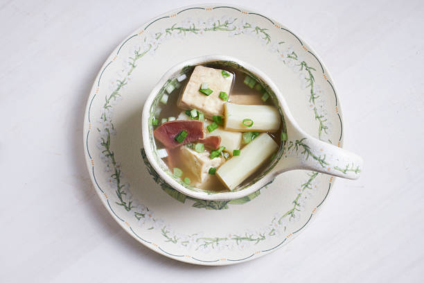 Home cooking, yam tofu ham soup