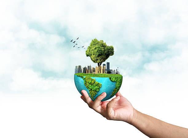 istock Hand holding modern Green city creative concept. 2237033547