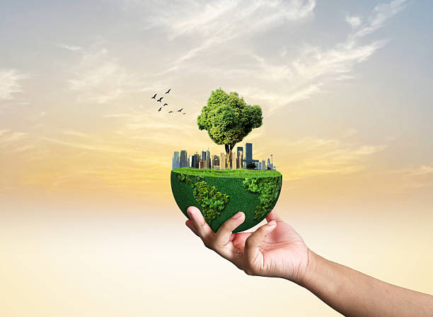 istock Hand holding modern Green city creative concept. 2237033550
