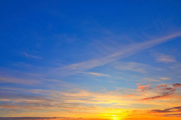 Wonderful sky replacement of a beautiful color sunset, with Blue upper Sky.