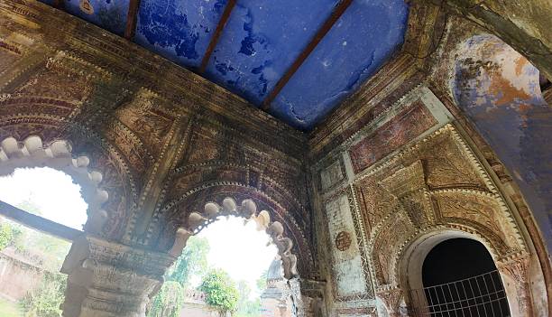 istock Historic Durga Temple Ruins Interior Featuring Weathered Walls and Blue Ceiling, Bihar 2237045616