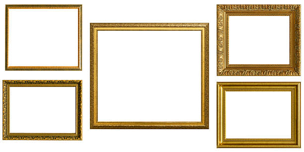 istock Gold frame for a picture in a classic baroque style on a white blank background. 2237048084