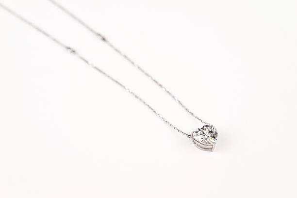 istock A silver necklace with a heart shaped diamond pendant 2237050130
