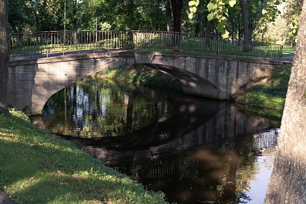 istock old bridge over a canal in a park with reflection in the water 2237055246