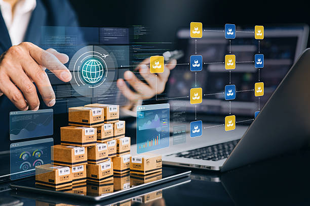 istock Distributor online shopping with golbal logistic transportation management 2237056245