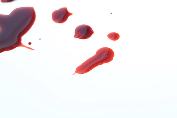 istock Side view of Place blood stains on a white background. 2237057307
