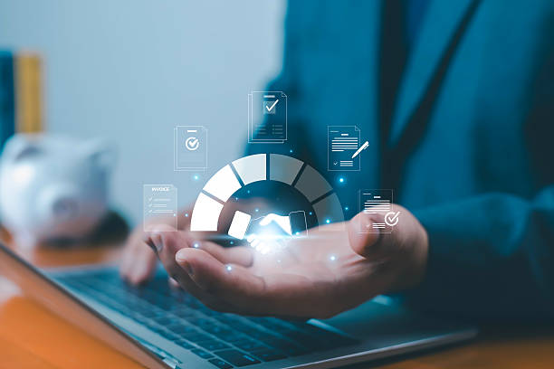 istock Businessman holding digital handshake icon with documents and charts, symbolizing business partnership, agreement, deal, contract management, collaboration, teamwork, financial growth, transaction. 2237058063
